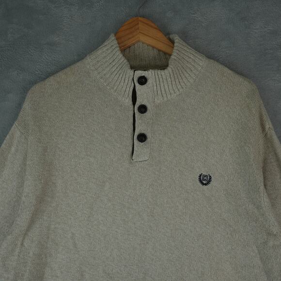 Chaps by Ralph Lauren Sweater Mens XXL Cream Jumper Chunky Knit Cotton Patches - Picture 3 of 9